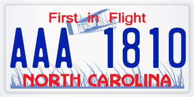 NC license plate AAA1810