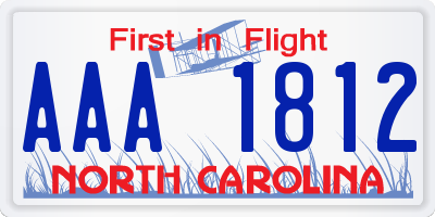 NC license plate AAA1812