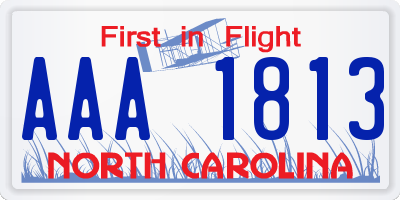 NC license plate AAA1813