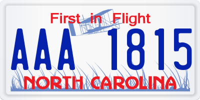 NC license plate AAA1815