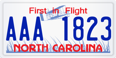 NC license plate AAA1823