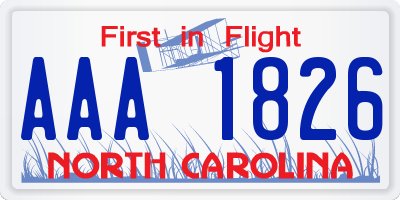 NC license plate AAA1826