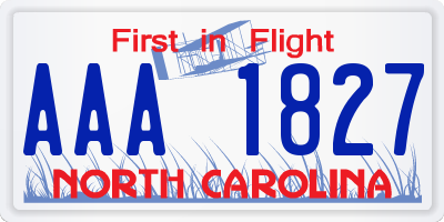 NC license plate AAA1827