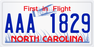 NC license plate AAA1829