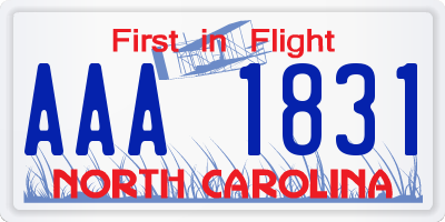 NC license plate AAA1831