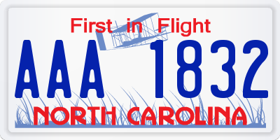 NC license plate AAA1832