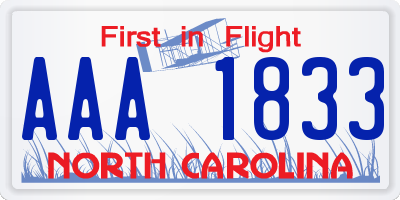 NC license plate AAA1833