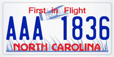 NC license plate AAA1836