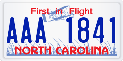 NC license plate AAA1841