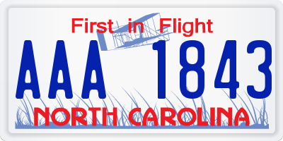 NC license plate AAA1843