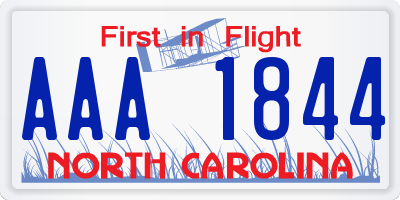 NC license plate AAA1844