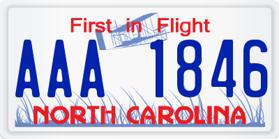 NC license plate AAA1846