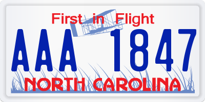 NC license plate AAA1847