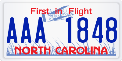 NC license plate AAA1848