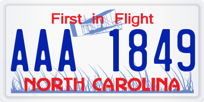 NC license plate AAA1849