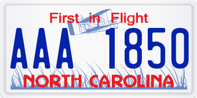 NC license plate AAA1850