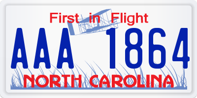 NC license plate AAA1864