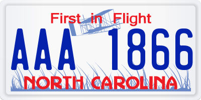 NC license plate AAA1866