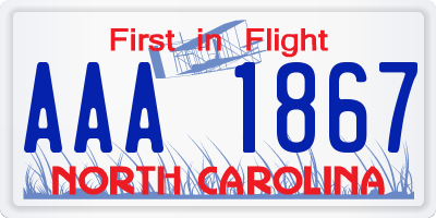 NC license plate AAA1867