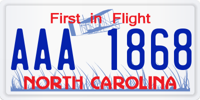 NC license plate AAA1868