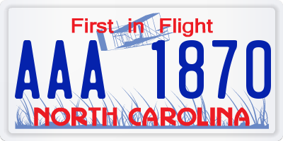 NC license plate AAA1870
