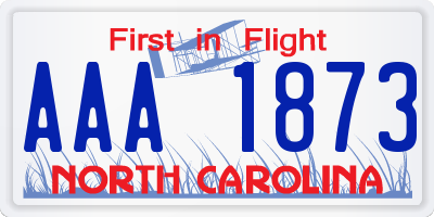 NC license plate AAA1873