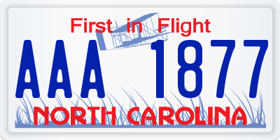 NC license plate AAA1877