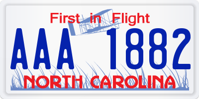 NC license plate AAA1882