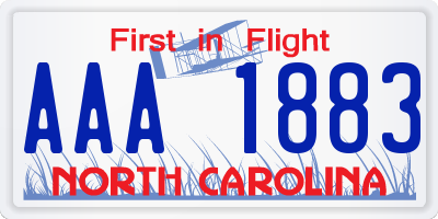 NC license plate AAA1883