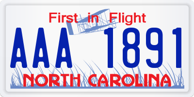 NC license plate AAA1891