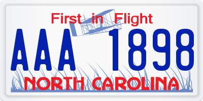 NC license plate AAA1898