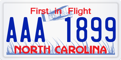 NC license plate AAA1899