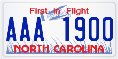 NC license plate AAA1900