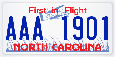 NC license plate AAA1901