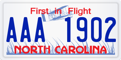 NC license plate AAA1902