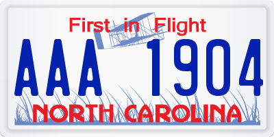 NC license plate AAA1904