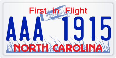 NC license plate AAA1915