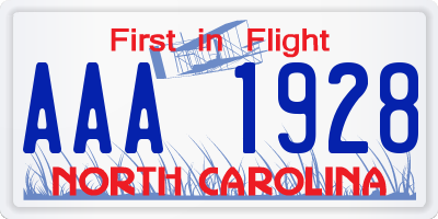 NC license plate AAA1928