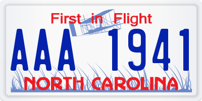 NC license plate AAA1941