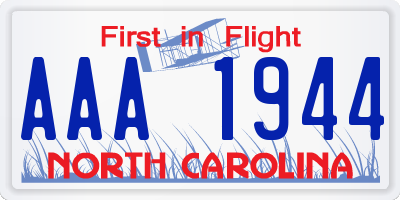 NC license plate AAA1944