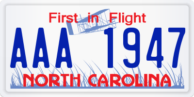 NC license plate AAA1947