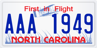 NC license plate AAA1949