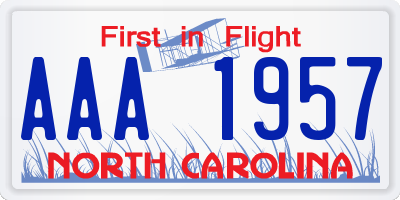 NC license plate AAA1957