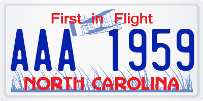 NC license plate AAA1959