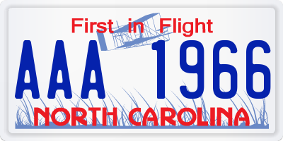 NC license plate AAA1966