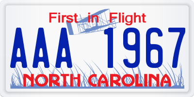 NC license plate AAA1967