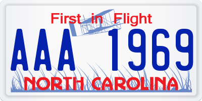 NC license plate AAA1969