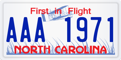 NC license plate AAA1971
