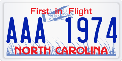 NC license plate AAA1974