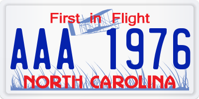 NC license plate AAA1976